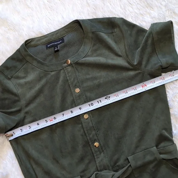 Banana Republic Sage Green Vegan Suede Shirtdress Size 6 - Picture 9 of 12